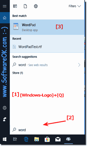 Start free Writing program in Windows 10!