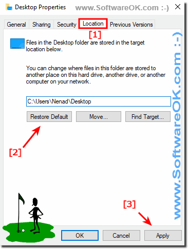Restore the location of the Windows-10 Desktop folder!