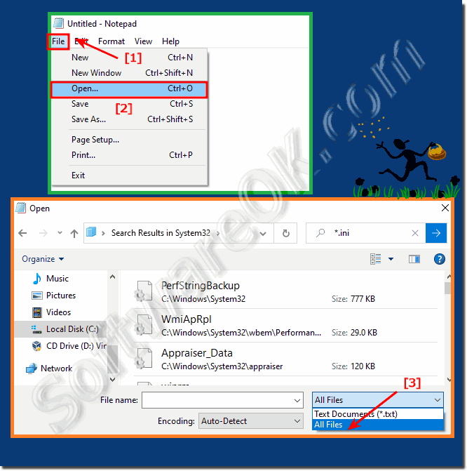 Open other file types, not only text files (* .txt) with Notepad?