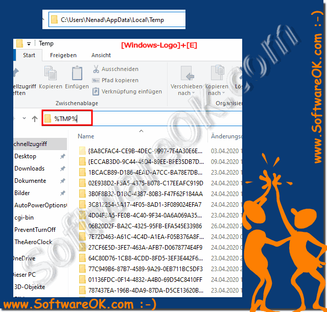 windows 8 temporary folder backup folder