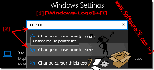 Windows 10: customize the cursor size in text editors if is it too!