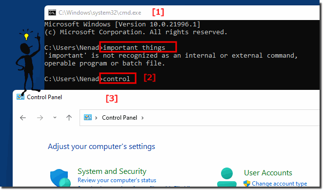Open the Windows 11 or 10 control panel via cmd.exe!