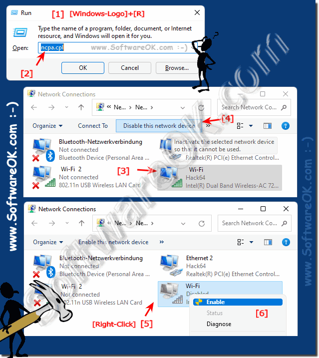 Deactivate / activate WiFi adapter on Windows 11, 10, ...!