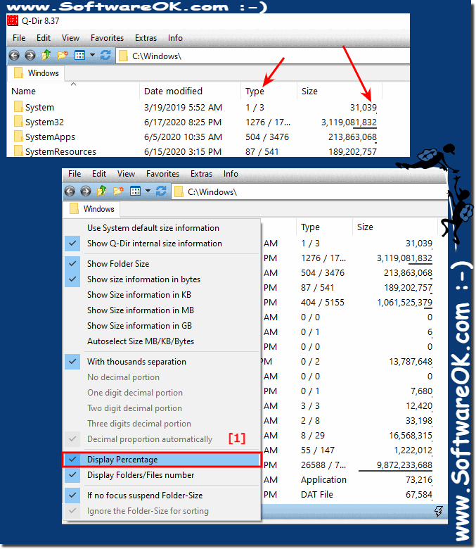 File and Folder-Size Display Precentage