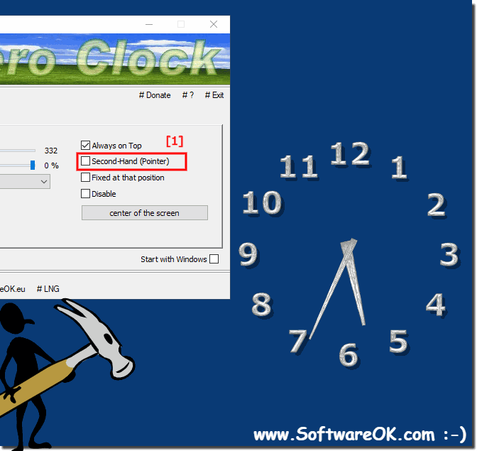 Disable the seconds Pointer in the desktop Clock for Windows