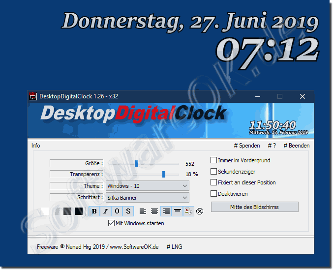 digital desktop clock windows 10