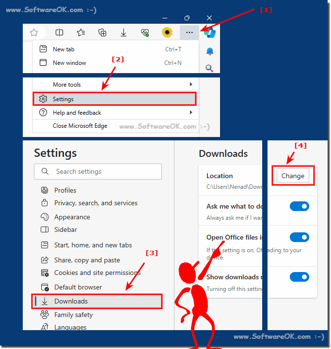 Adjust the download folder in Edge Chromium or change!