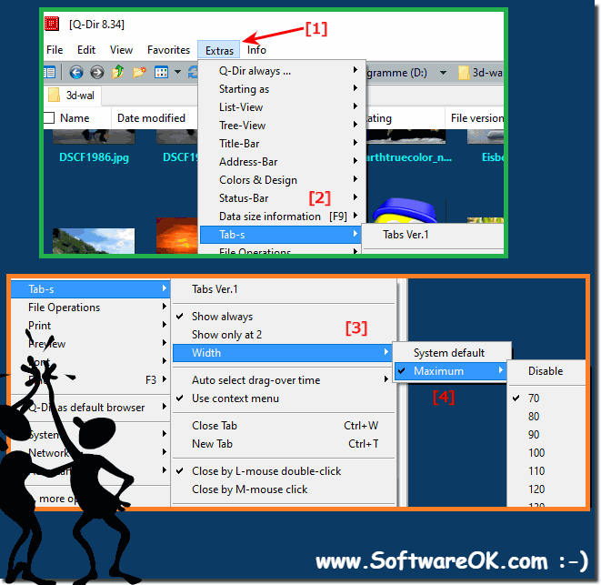 Adjusting the tabs, tab width in the file explorer on Windows!