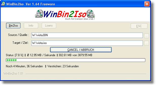 Click to view WinBin2Iso 1.67 screenshot