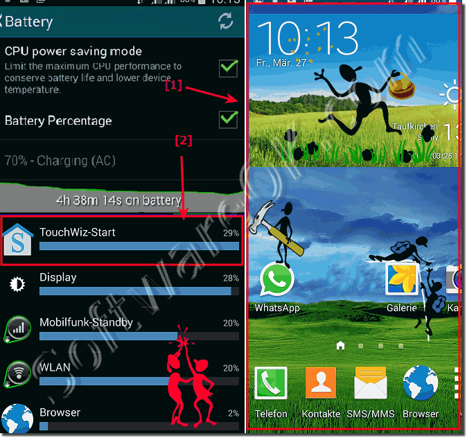 TouchWiz-Start battery usage on my android mobile phone!