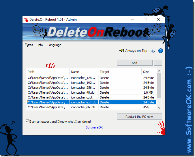 Files in the Delete at Restart list, on my windows 10!