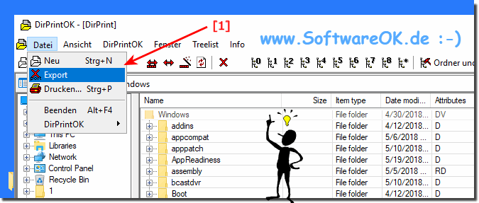 Explorer file list and or directory structure export