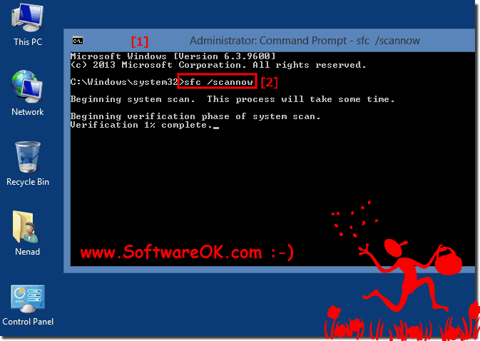Windows system file recovery program (example)!
