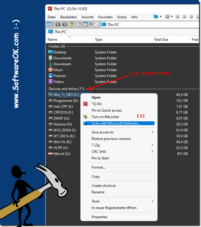 Popup menu in a File-Explorer on MS Windows 11!