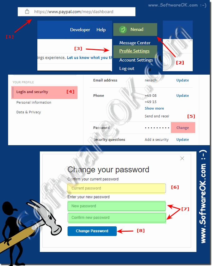 Easy change the PayPal password!