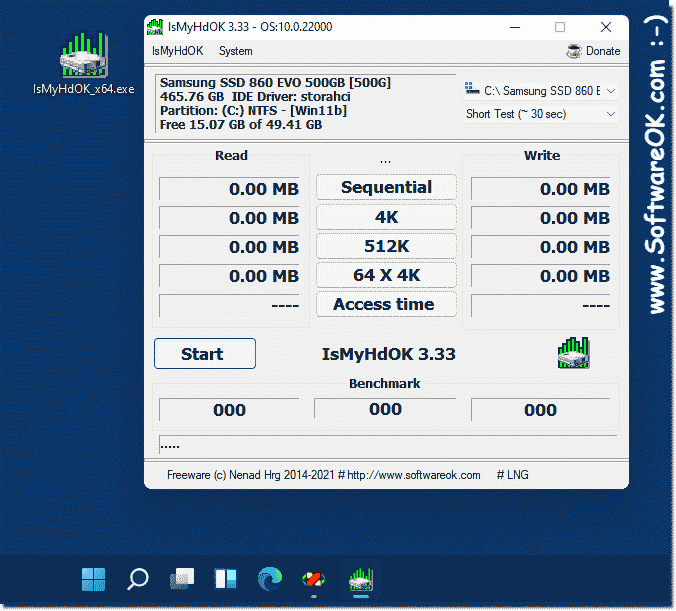 Still easy test the hard drives SSD, HD, USB, on MS Windows 11 OS!