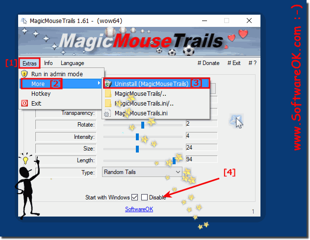 Remove, disable ergo uninstall the mouse tracks ergo trails!