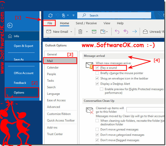 turn off all sounds outlook