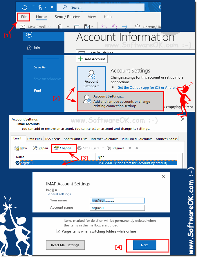 Change or update the email password in MS Outlook!