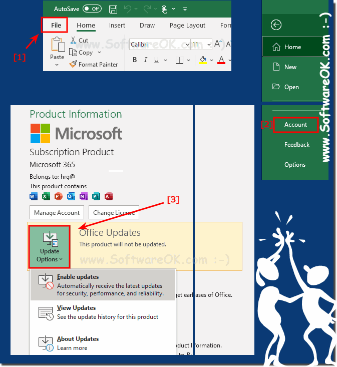 How can I check the Microsoft Office 365 auto update setting?
