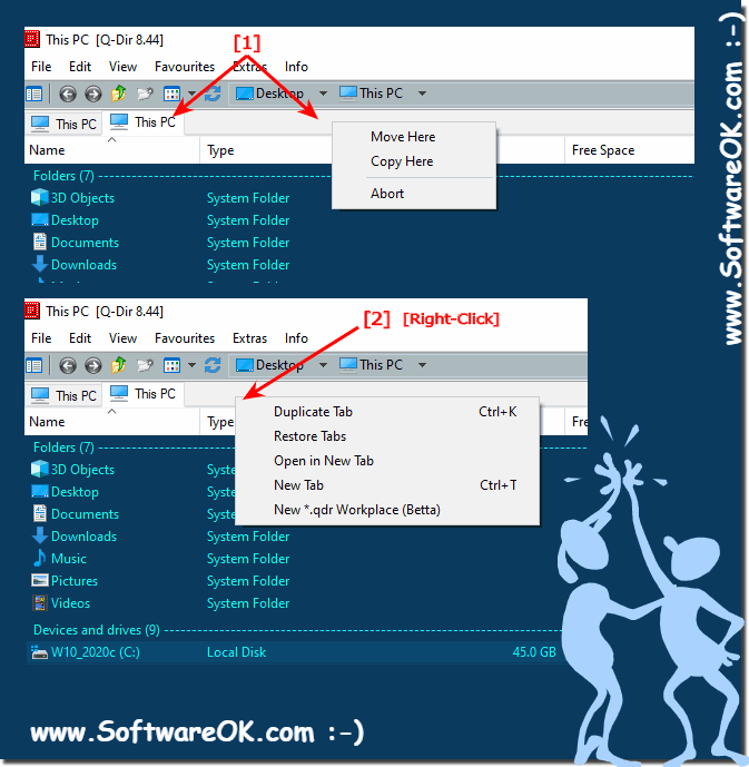 Drag and Drop Tabs copy Tab and Selected folders and files in Explorer Tabs!
