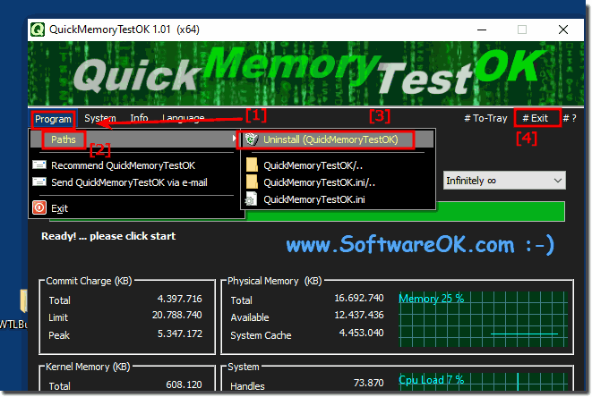 Uninstall the memory test from Windows 10, 8.1, ...!