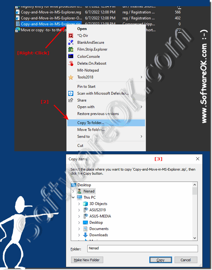 Move or copy -to- to the context menu of Windows 11, 10, ...!