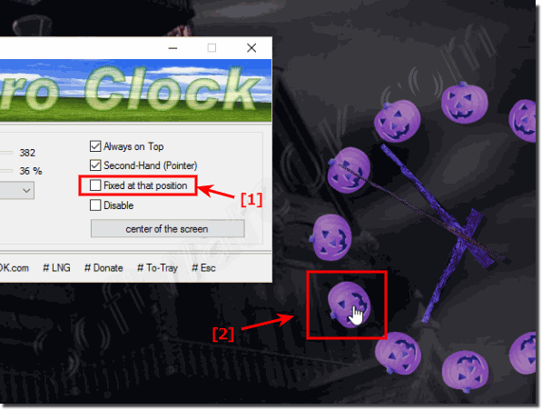 Change the position of the Desktop clock!