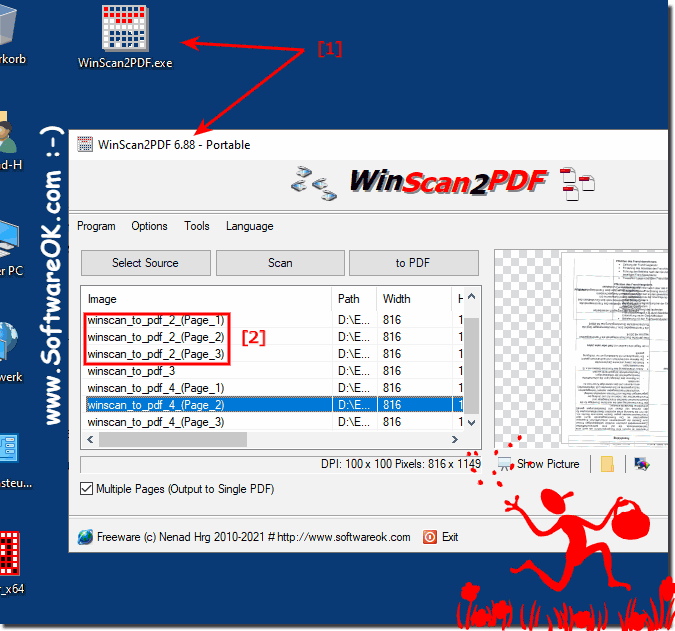 Use at feed scan TIF in WinScan2PDF 6.88!