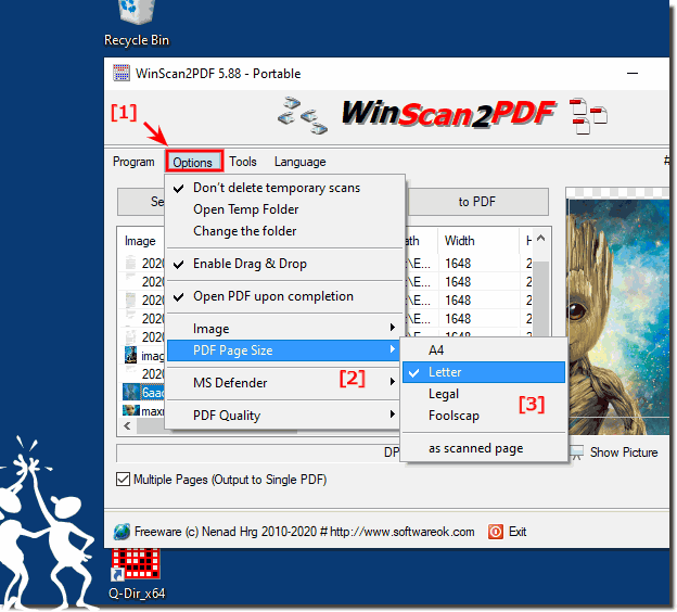 how to change pdf page size