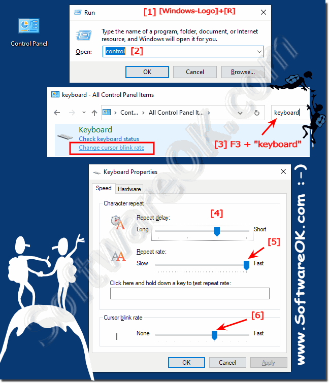 Change the typing speed and cursor blink rate on Windows 10!