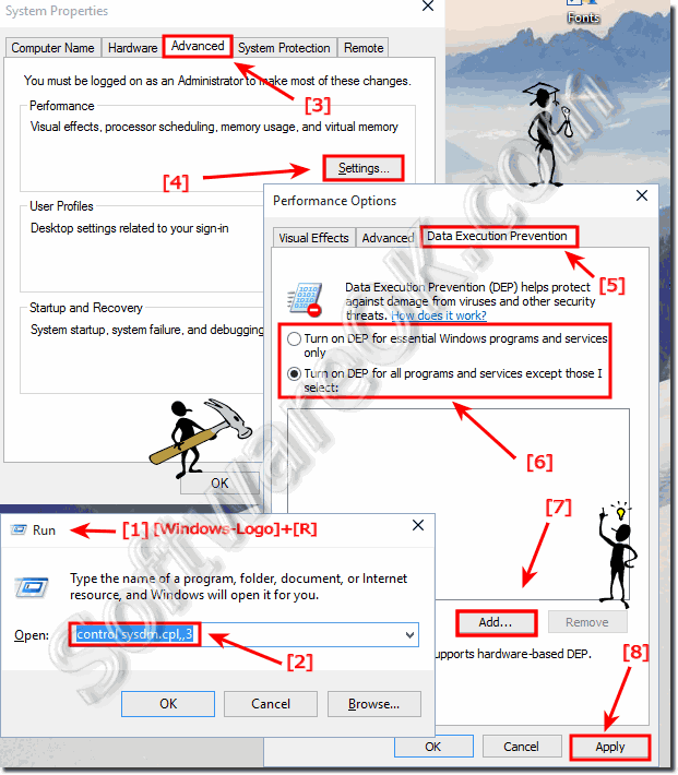 Customize DEP settings in Windows-10!