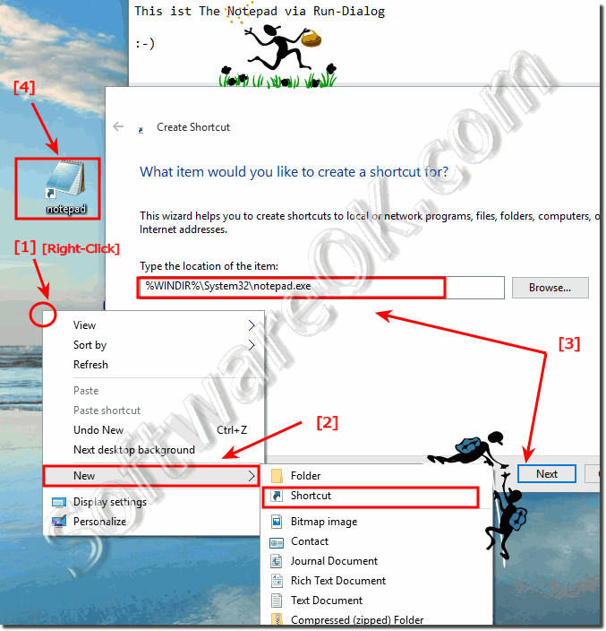 Desktop shortcut for notepad on Windows 10! 