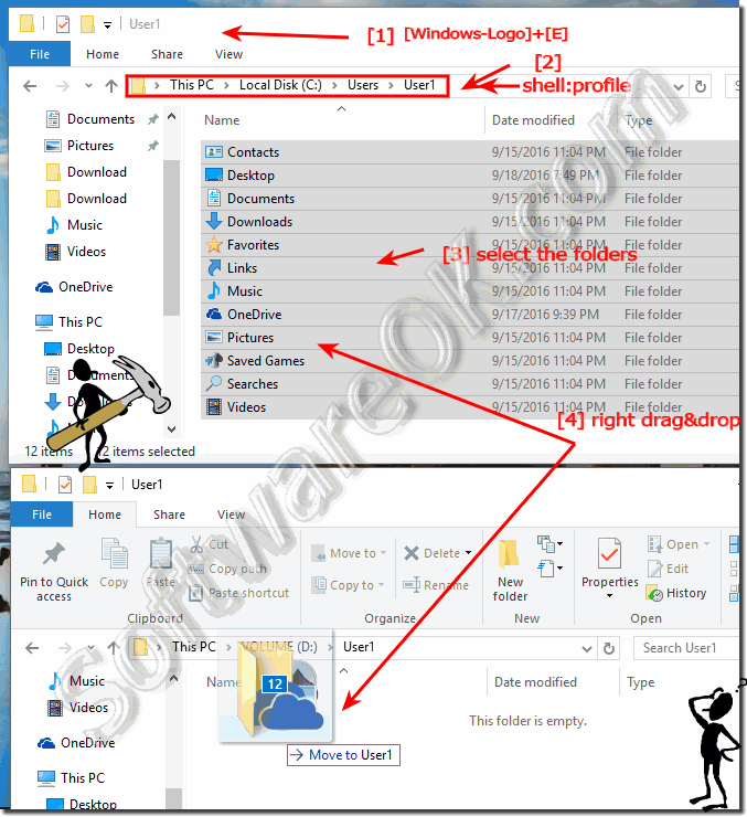 Move My-Documents on Windows 10 to another volume!