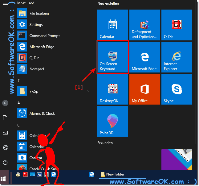 On-Screen-Keyboard in Windows 10 Start!