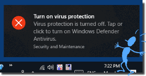 windows 10 antivirus turned off message