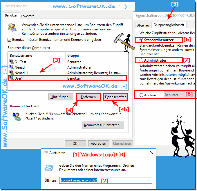 Move the user accounts to other Windows 10 group!