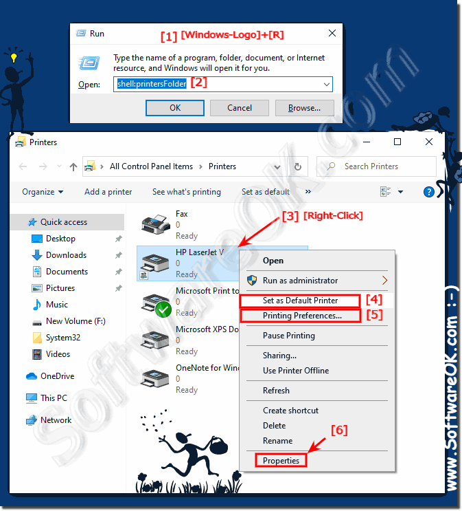 Windows-10 change default printer!
