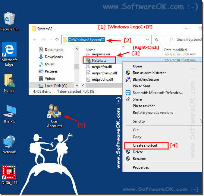 control-userpasswords2 Desktop Shortcut for Windows-10!
