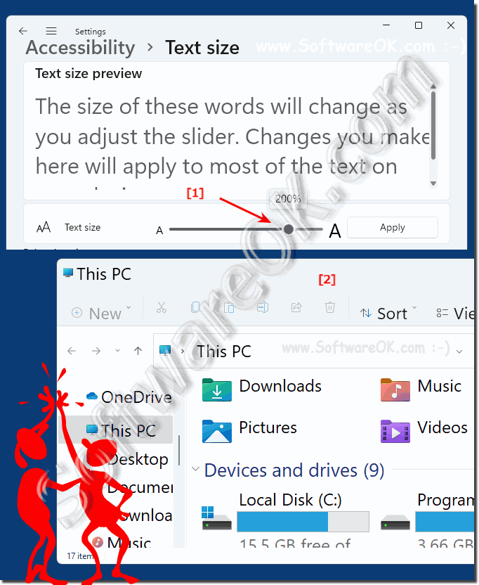 Change the font size under Windows 11!