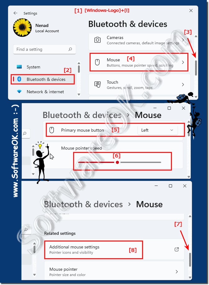 Mouse pointing acceleration and primary key under Windows 11!
