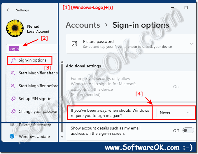 Windows 11: disable password after standby and hibernation!