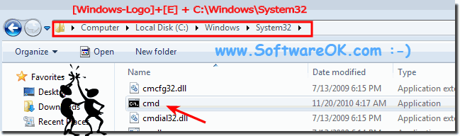 Find the Windows 7 cmd.exe MS-Explorer and run!