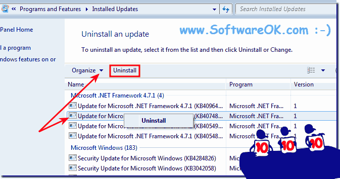 Uninstall auto updates from Windows-7!