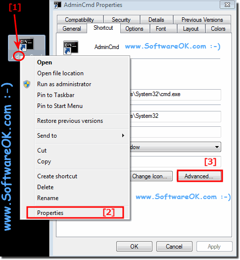 shortcut for cmd.exe and admin run!