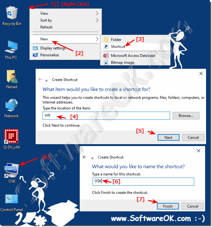 Create Windows 8 onscreen keyboard desktop shortcut