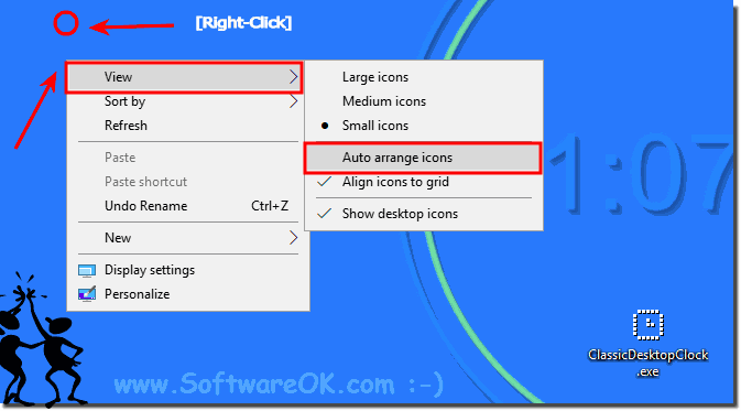 Disable in Windows 8 automatically arrange of desktop icons!