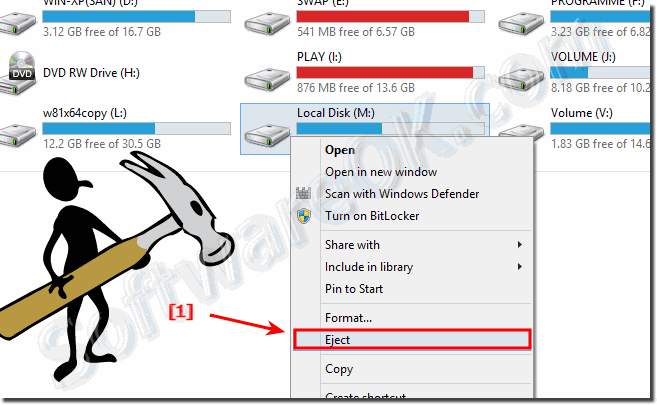 Eject mounted VHD  via MS-Explorer in Windows 8.1!