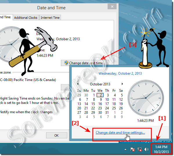 Open Date and Time settings in windows 8.1