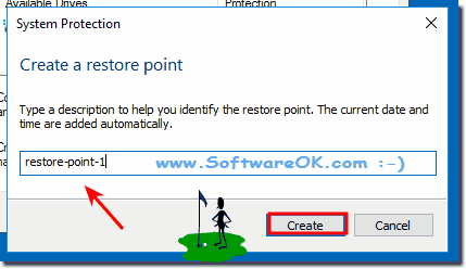 Description to help you identify the restore point in Windows 8